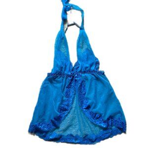 FREDRICK'S OF HOLLYWOOD | Lace & Chiffon Babydoll Nighty Lingerie | Blue | L